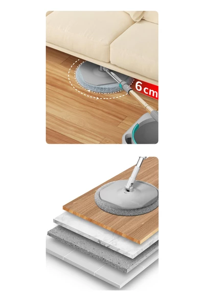 SMARTER AQUA MASTER TEMİZ & KİRLİ SUYU AYIRMA ÖZELLİĞİ OTOMATİK TEMİZLİK SETİ MOP PASPAS - 6