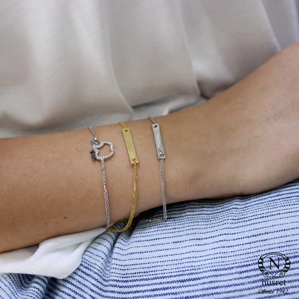 925 Ayar Gümüş Plaka Bileklik - Resim 5