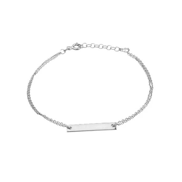 925 Ayar Gümüş Plaka Bileklik - Resim 3