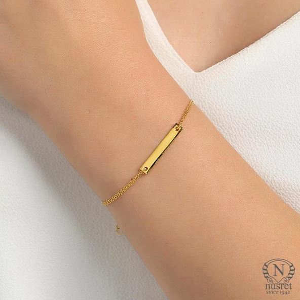 925 Ayar Gümüş Plaka Bileklik ürün görseli 1