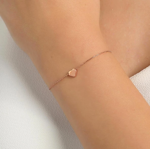 925 Ayar Gümüş Kalp Bileklik, Beyaz - Resim 6