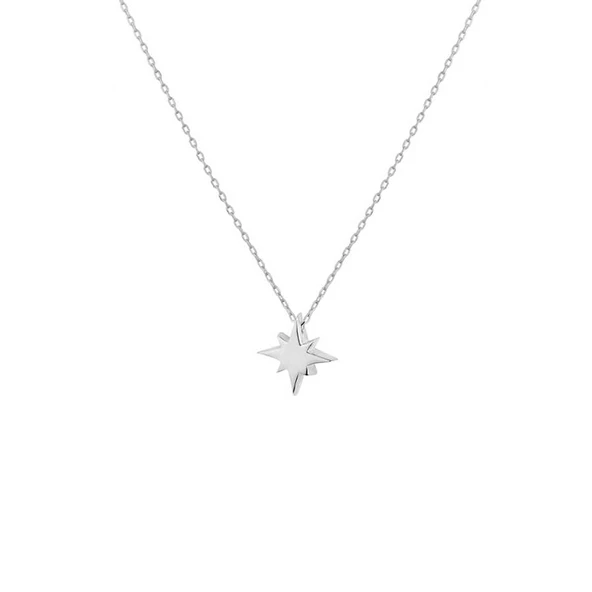 925 Ayar Gümüş Kuzey Kutup Yıldızı Kolye - Resim 7