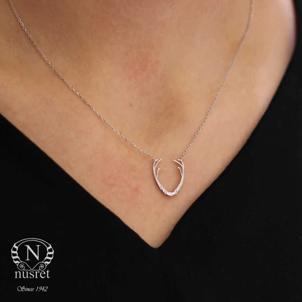 925 Ayar Gümüş Boynuz Kolye - Resim 6