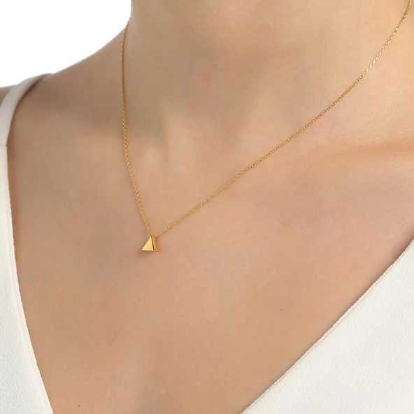 925 Ayar Gümüş Üçgen Kolye - Resim 3