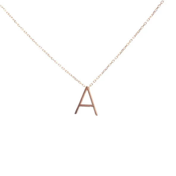925 Ayar Gümüş 3 Boyutlu A Harfi Kolye ürün görseli