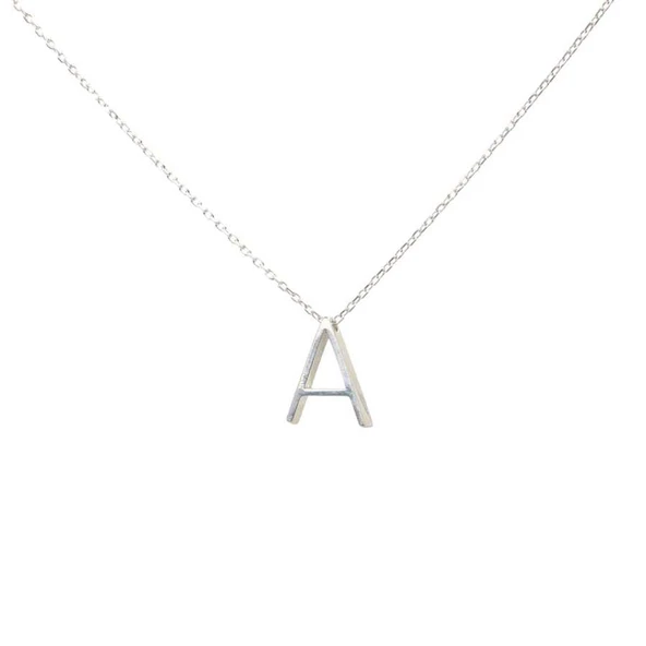 925 Ayar Gümüş 3 Boyutlu A Harfi Kolye - Resim 2