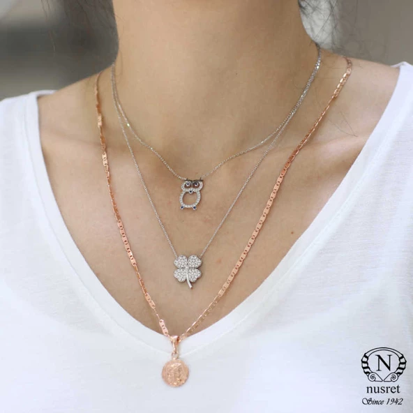 925 Ayar Gümüş Baykuş Kolye - Resim 2