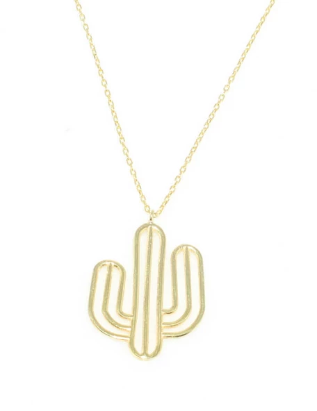 925 Ayar Gümüş Kaktüs Kolye - Resim 2