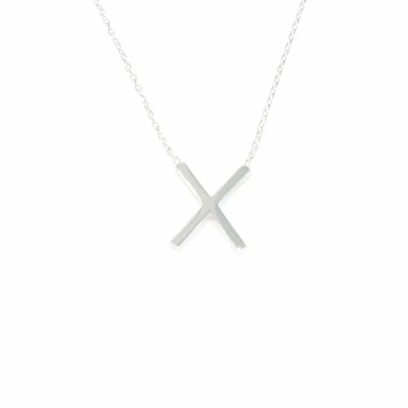 925 Ayar Gümüş X Kolye - Resim 4
