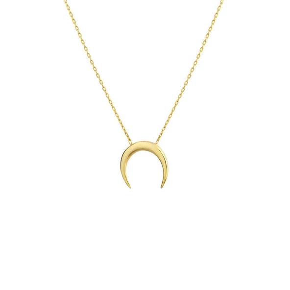 925 Ayar Gümüş Minik Yarım Ay Kolye ürün görseli