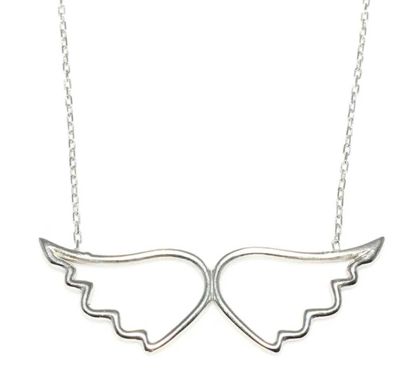 Melek Kanadı 925 Ayar Gümüş Kolye, Beyaz - Resim 3