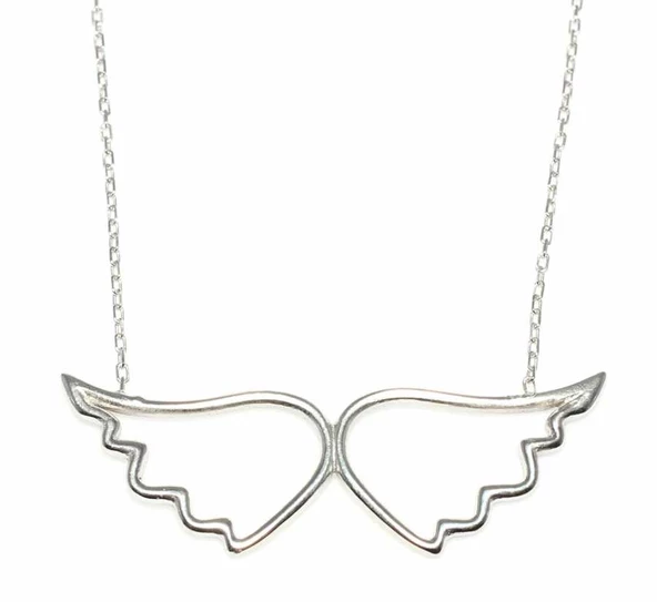 Melek Kanadı 925 Ayar Gümüş Kolye, Beyaz ürün görseli