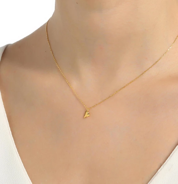 925 Ayar Gümüş Minik Kalp Kolye, Beyaz - Resim 8