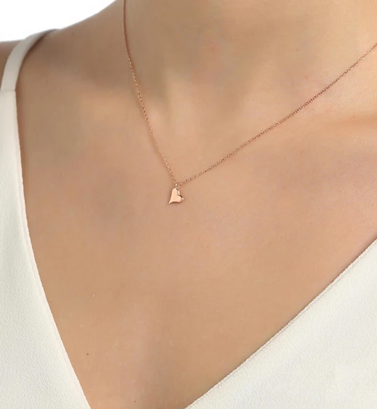 925 Ayar Gümüş Minik Kalp Kolye, Beyaz - Resim 7