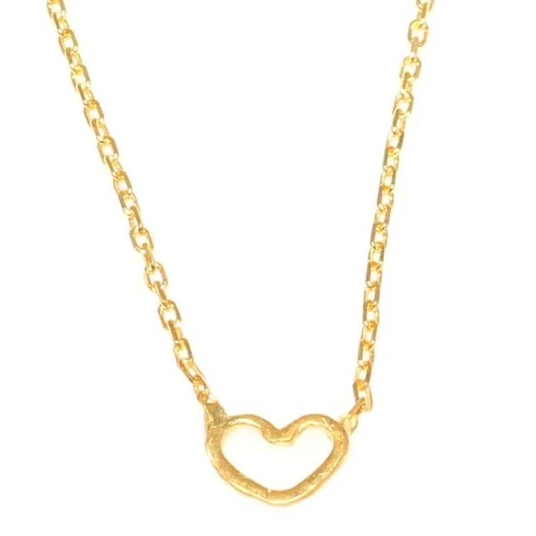 925 Ayar Gümüş İçi Boş Kalp Kolye - Resim 5