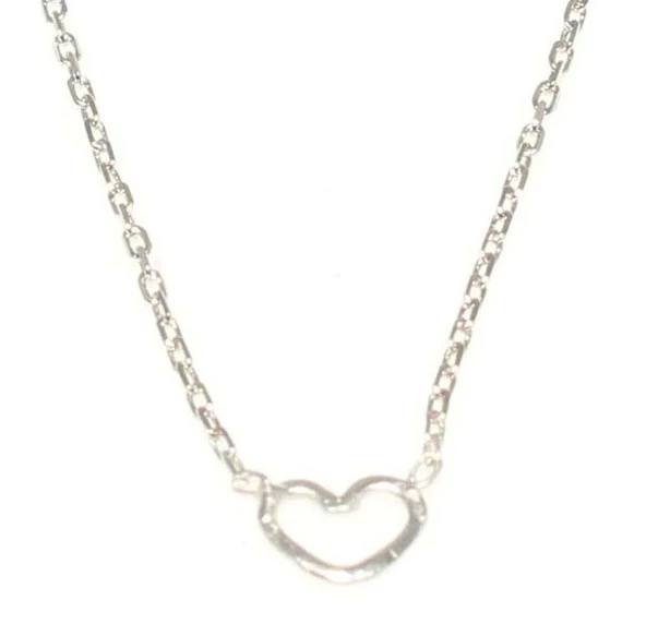 925 Ayar Gümüş İçi Boş Kalp Kolye - Resim 2