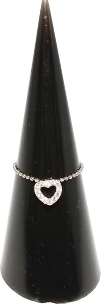 925 Ayar Gümüş Kalp Eklem Yüzüğü - Pembe - Resim 4