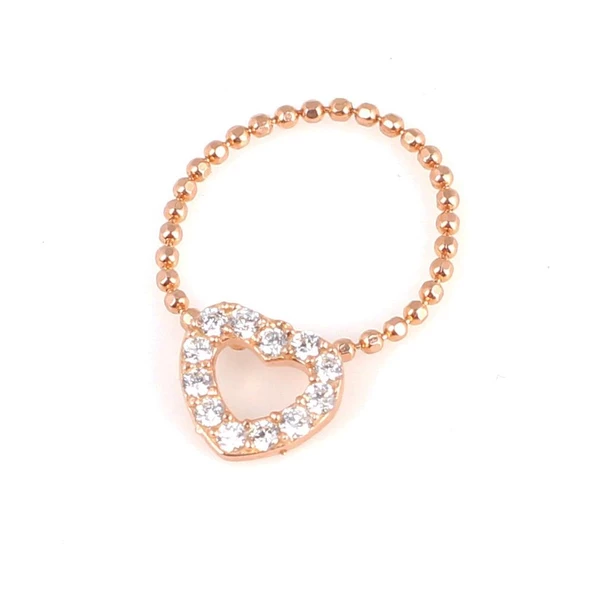 925 Ayar Gümüş Kalp Eklem Yüzüğü - Pembe ürün görseli 1