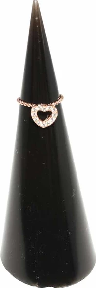 925 Ayar Gümüş Kalp Eklem Yüzüğü - Pembe - Resim 3