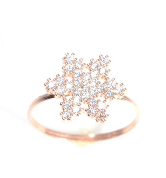 925 Ayar Gümüş Kar Tanesi Yüzük Beyaz - Beyaz Taş - Resim 2