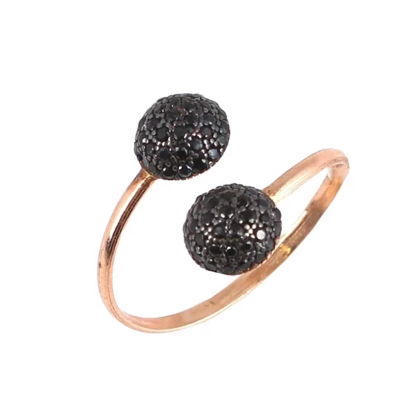 925 Ayar Gümüş Yarım Toplu Yüzük, Pembe ürün görseli 1