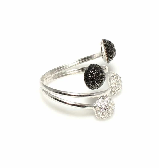 925 Ayar Gümüş Top Yüzük, Beyaz - Resim 2