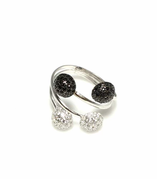 925 Ayar Gümüş Top Yüzük, Beyaz - Resim 3