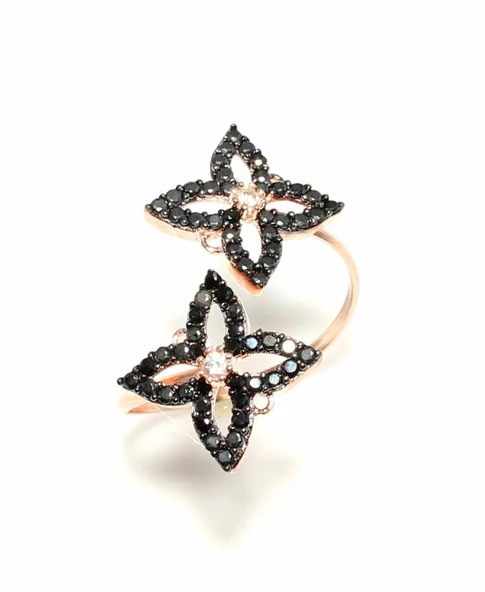 925 Ayar Gümüş Yıldızlar Yüzük, Pembe ürün görseli 1