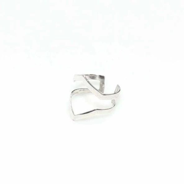 925 Ayar Beyaz Gümüş Zikzak Yüzük - Resim 5