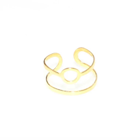 925 Ayar Gümüş Yuvarlak Yüzük, Sarı - Resim 2