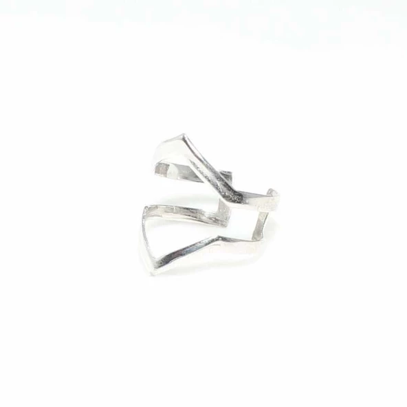 925 Ayar Beyaz Gümüş Zikzak Yüzük - Resim 6