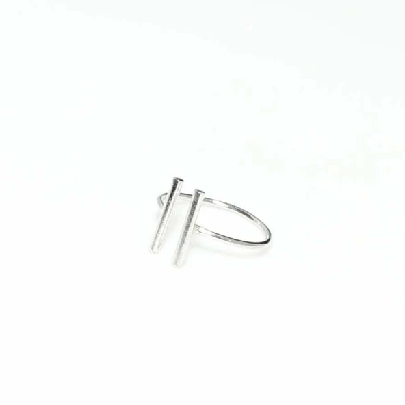 925 Ayar Gümüş Çubuk Ayarlanabilir Yüzük, Beyaz - Resim 4