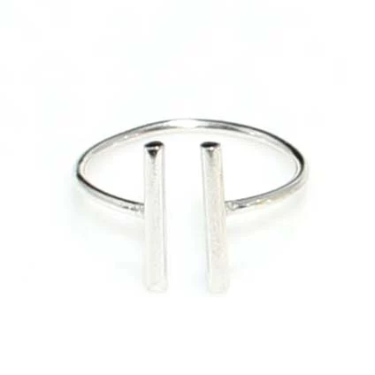 925 Ayar Gümüş Çubuk Ayarlanabilir Yüzük, Beyaz - Resim 6