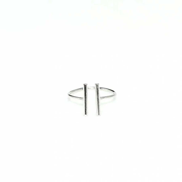 925 Ayar Gümüş Çubuk Ayarlanabilir Yüzük, Beyaz - Resim 3