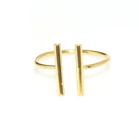 925 Ayar Gümüş Çubuk Ayarlanabilir Yüzük, Sarı ürün görseli 1