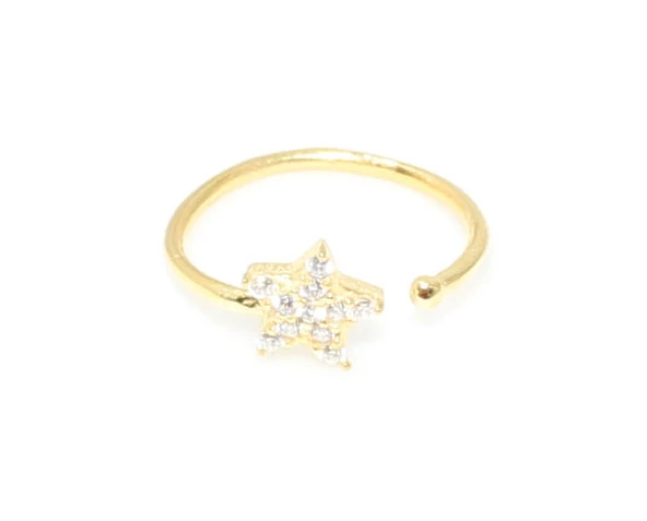 925 Ayar Gümüş Minik Yıldız Taşlı Yüzük, Sarı - Resim 3
