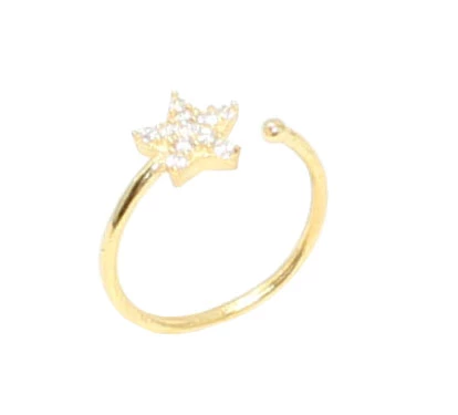 925 Ayar Gümüş Minik Yıldız Taşlı Yüzük, Sarı - Resim 6