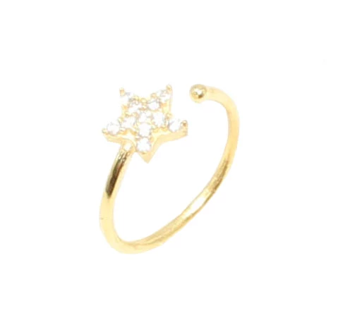 925 Ayar Gümüş Minik Yıldız Taşlı Yüzük, Sarı - Resim 5