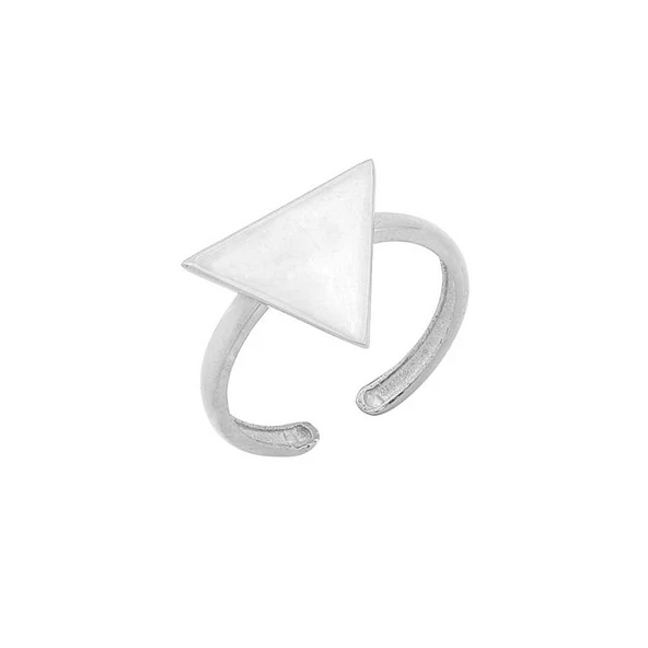 925 Ayar Gümüş Minik Üçgen Yüzük, Beyaz - Resim 5