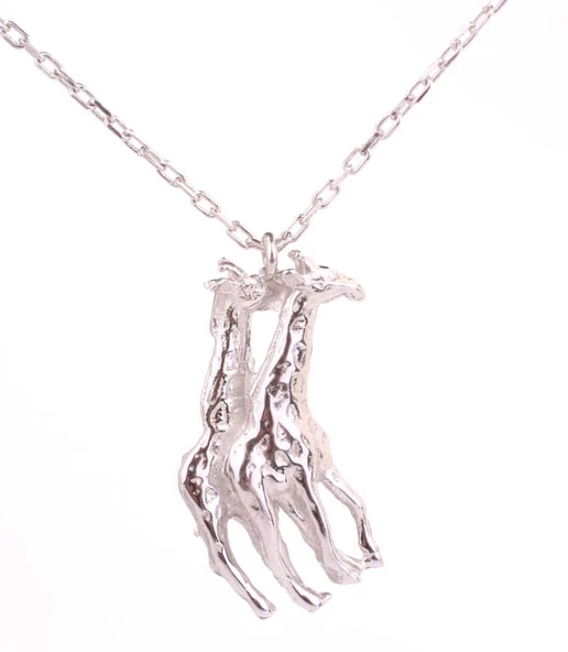 925 Ayar Gümüş Aşk-ı Zürafa Kolye - Resim 2