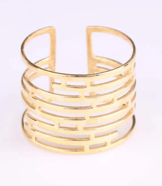 925 Ayar Gümüş Labirent Yüzük, Sarı - Resim 2