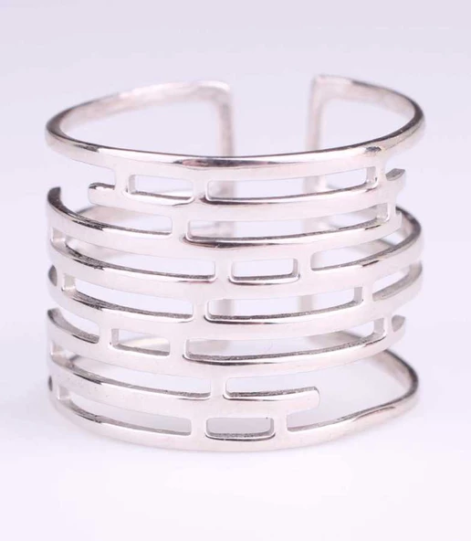 925 Ayar Gümüş Labirent Yüzük, Beyaz - Resim 2