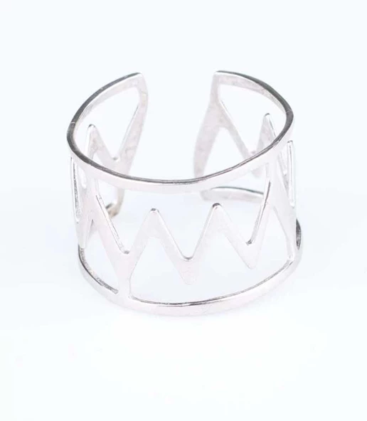 925 Ayar Gümüş Şerit Yüzük, Beyaz - Resim 5