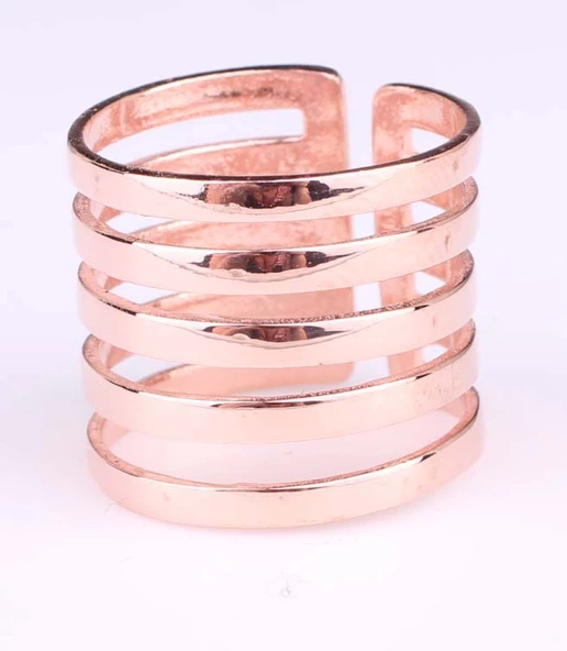 925 Ayar Gümüş İnce Şerit Yüzük, Pembe - Resim 2