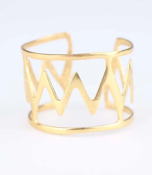 925 Ayar Gümüş Şerit Yüzük, Sarı - Resim 2