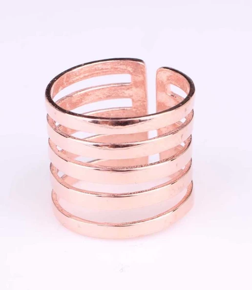 925 Ayar Gümüş İnce Şerit Yüzük, Pembe - Resim 3