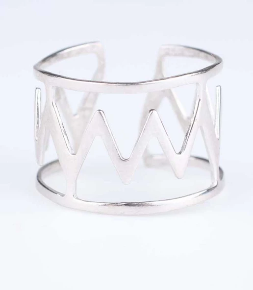 925 Ayar Gümüş Şerit Yüzük, Beyaz - Resim 4