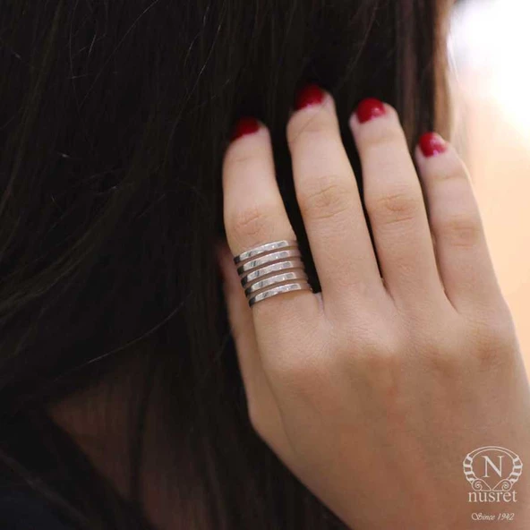 925 Ayar Gümüş İnce Şerit Yüzük, Beyaz ürün görseli 1