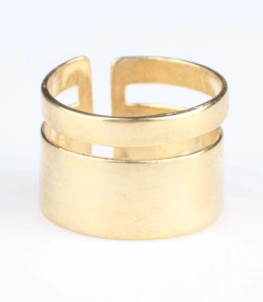 925 Ayar Gümüş Kalın Şerit Yüzük, Sarı ürün görseli 1