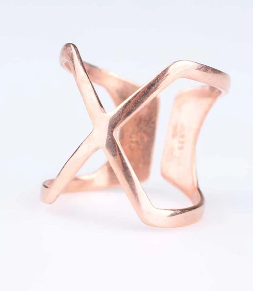 925 Ayar Gümüş X Yüzük, Pembe - Resim 4